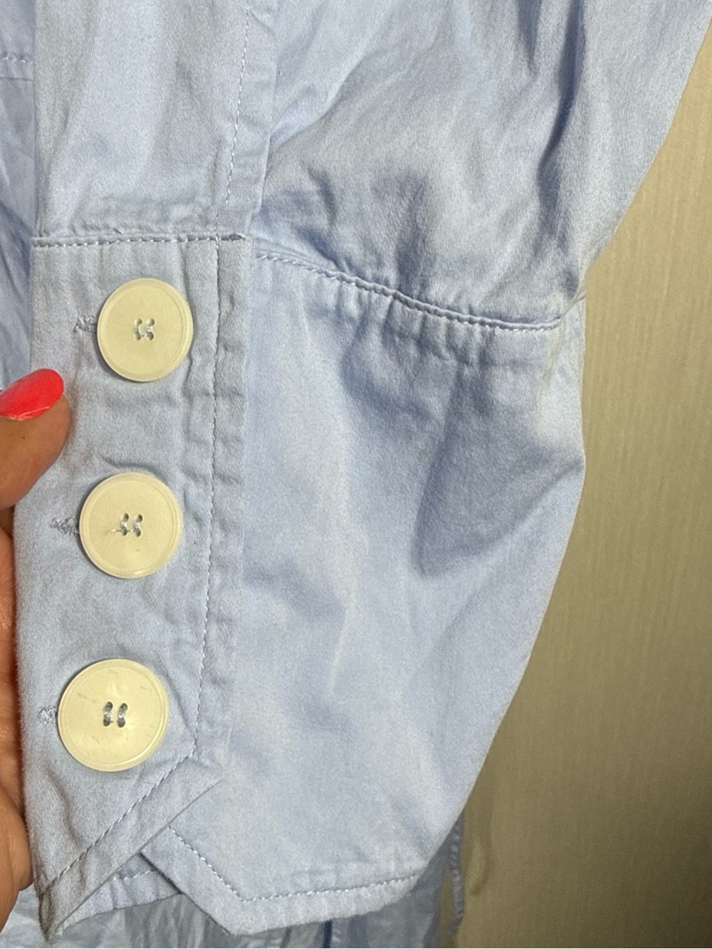 ZARA L Light Wash Chambray Oversized Button Down Shirt Dress Midi Blue Tie Back - Picture 7 of 11